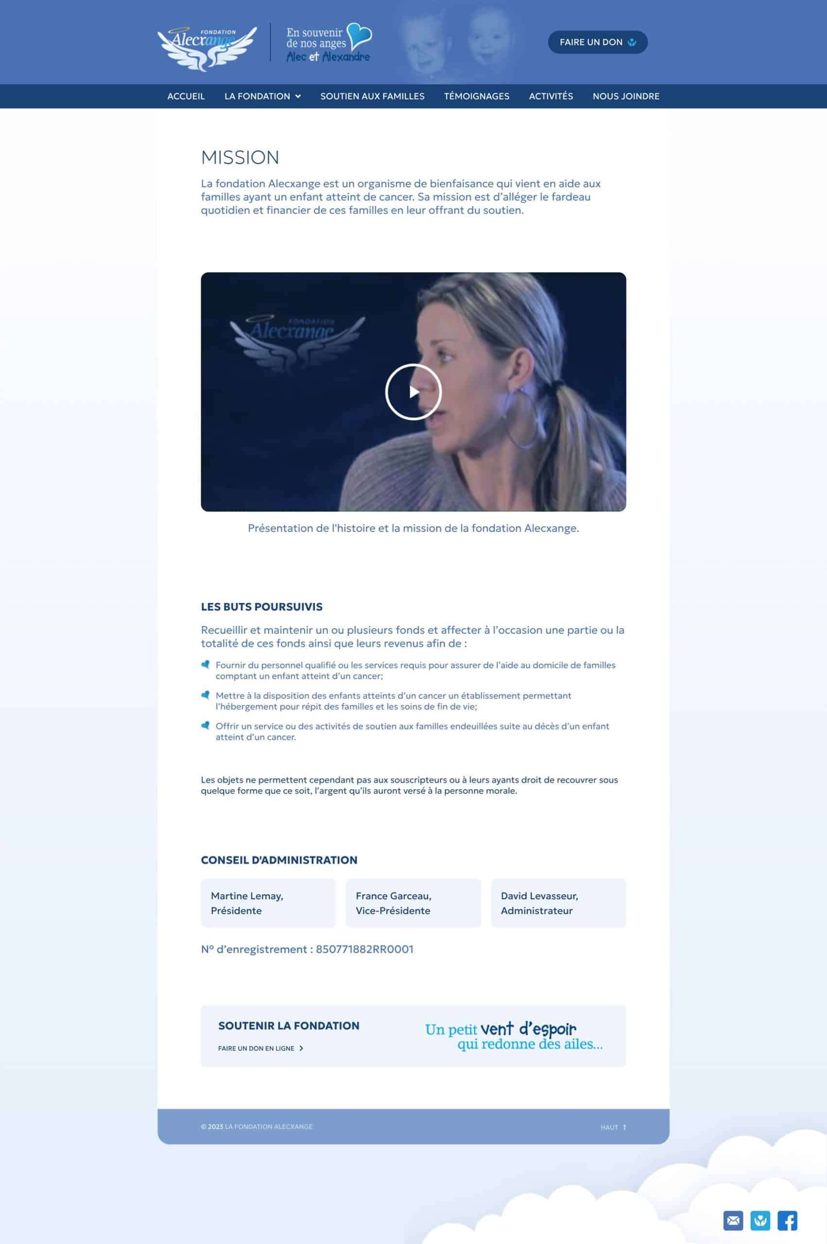 Fondation Alecxange — Capture d'écran 2